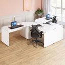 Ver imagem 1 de Espaço de Trabalho em L P/ 2 Pessoas 120cm Pés Painel F5 Cor:branco