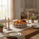 Ver imagem 2 de Centro Mesa Decorativa Fruteira Home&co Cerâmica 6x21x21cm Marfim