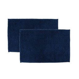 Kit 2 Tapetes Banheiro Antiderrapante Azul Escuro 58x38cm - 1