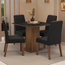 Ver imagem 1 de Conjunto Sala de Jantar Tampo de Madeira 4 Cadeiras Rustic/preto/oxford Cannes Madesa