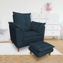 Ver imagem 4 de Kit Poltrona Amamentação Sara e Puff Suede Azul Marinho Sky Mobile
