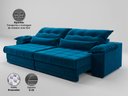 Ver imagem 4 de Sofá Retrátil e Reclinável com Molas Ensacadas e Carregador Usb Colosso 2,10m Veludocristal Azul