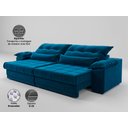 Ver imagem 4 de Sofá Retrátil e Reclinável com Molas Ensacadas e Carregador Usb Colosso 2,10m Veludocristal Azul