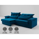 Ver imagem 3 de Sofá Retrátil e Reclinável com Molas Ensacadas e Carregador Usb Colosso 2,10m Veludocristal Azul