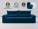 Ver imagem 5 de Sofá Retrátil e Reclinável com Molas Ensacadas e Carregador Usb Colosso 2,10m Veludocristal Azul