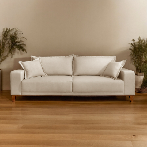 Sofá Fixo 3 Lugares Luxo 180 cm Argos Bege Claro