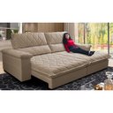 Ver imagem 1 de Sofá Retrátil e Reclinável 2,95m Molas Ensacadas Cama inBox Big Home Bordado 3D Linho Bege