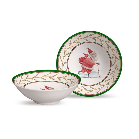 Conjunto 6 Bowls Decorados Acetinado Ho Ho Ho Natal Alleanza Cerâmica Revendedor Autorizado. Produto