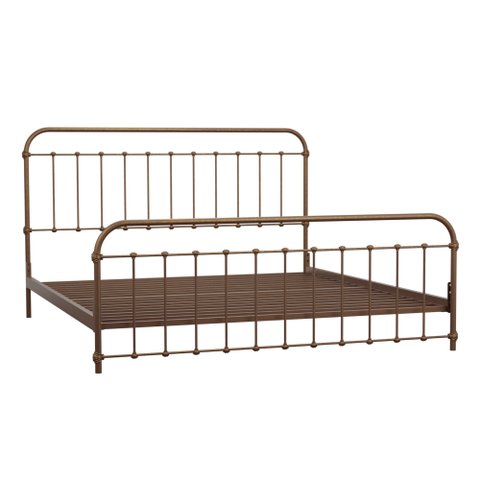 Cama de Ferro Patente King Icamas Marrom com Ouro Envelhecido