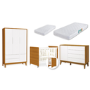 Ver imagem 1 de Quarto de Bebê Berço Evolution + Guarda Roupa 3 Portas + Cômoda Sapateira Elfe Savana 2 Colchões