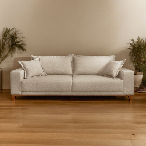 Sofá Fixo 3 Lugares Luxo 220 cm Argos Bege Claro