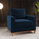 Ver imagem 1 de Poltrona Lizzie 1 Almofada Solta Veludo Azul - Casa Giulia