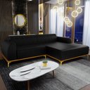 Ver imagem 2 de Sofá 5 Lugares com Chaise Direito Sala de Estar Molino 300cm D02 Couríssimo Preto B-159 - Lyam