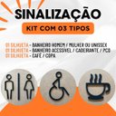 Ver imagem 2 de Kit Placas de Sinalização Banheiro H,m/unissex Pcd Café/copa