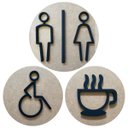 Ver imagem 1 de Kit Placas de Sinalização Banheiro H,m/unissex Pcd Café/copa