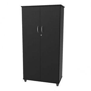 Armário Alto para Escritório com Prateleiras com 2 Portas com Chave Preto