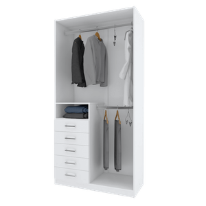 ARMÁRIO CABIDEIRO E GAVETAS M115.2021.B MDF (CLOSET, LOJA) MUNDI MOVEIS