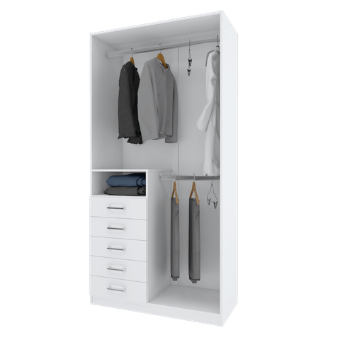 ARMÁRIO CABIDEIRO E GAVETAS M115.2021.B MDF (CLOSET, LOJA) MUNDI MOVEIS