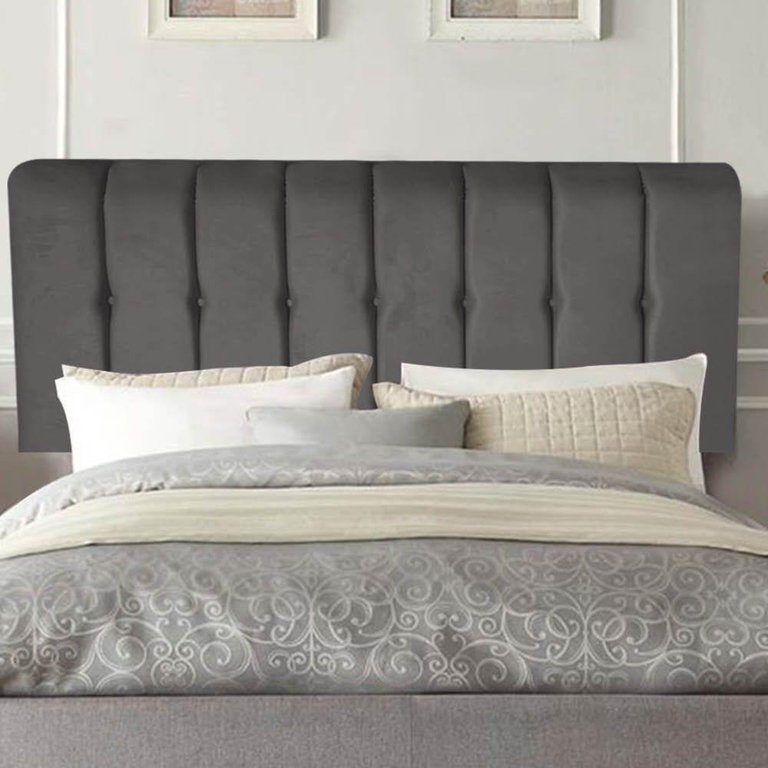 Painel Estofada Kiara 160cm Queen Size Box Quarto Suede Cinza Escuro Grafite - Gat Magazine