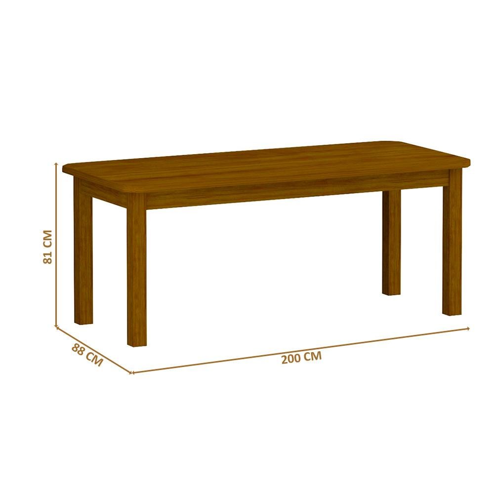 Mesa De Jantar 200cm Madeira Maciça 8 Lugares Estofados Imbuia Shop JM - 3