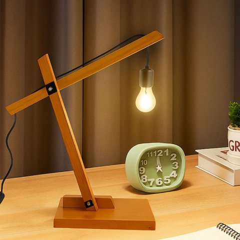 Abajur de Mesa Texas Articulado em Madeira Maciça Moderno