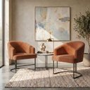 Ver imagem 1 de Kit 2 Poltrona Decorativa Moderno Base Aço Preto Cor Terracota
