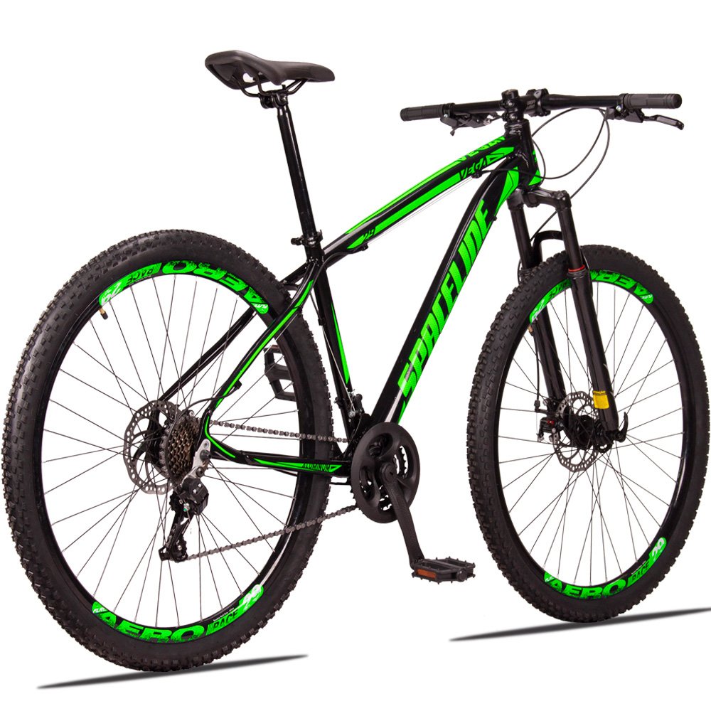 Bicicleta Aro 29 Spaceline Vega 24v Câmbios Importados Freio a Disco Preto e Verde Tam: 17 - 3