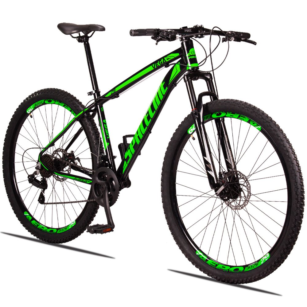 Bicicleta Aro 29 Spaceline Vega 24v Câmbios Importados Freio a Disco Preto e Verde Tam: 17 - 2