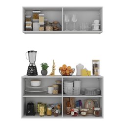 Kit Armário de Cozinha e Aparador 4 Portas Multimóveis Mp2162 Branco - 4