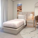 Ver imagem 1 de Cama Solteiro Cabeceira e Mesa C/ 2 Gavetas sob Medida Mdf Cor:carvalho Malva com Titânio