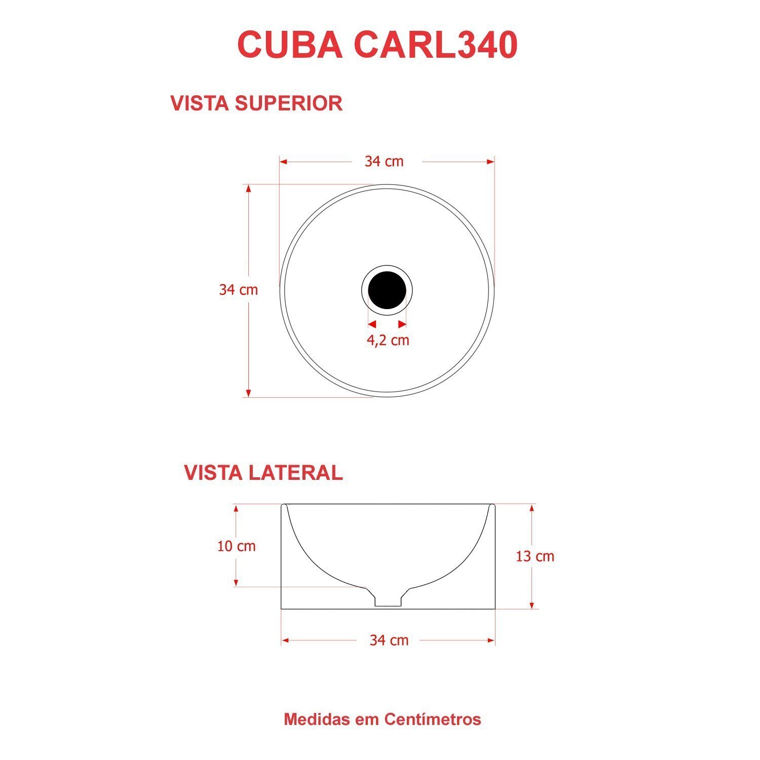 Cuba de Apoio Redonda Bl34 34x34cm Lapimat - 4