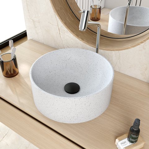 Cuba de Apoio Redonda BL34 34x34cm Lapimat Branco/Granit Matte Compace