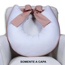 Ver imagem 1 de Capa de Almofada Amamentação Piquet com Laço - Branco com Rosê