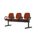 Ver imagem 1 de Longarina Job com Bracos 3 Lugares Assento Courino Vermelho Base Metalica Preta - 54502