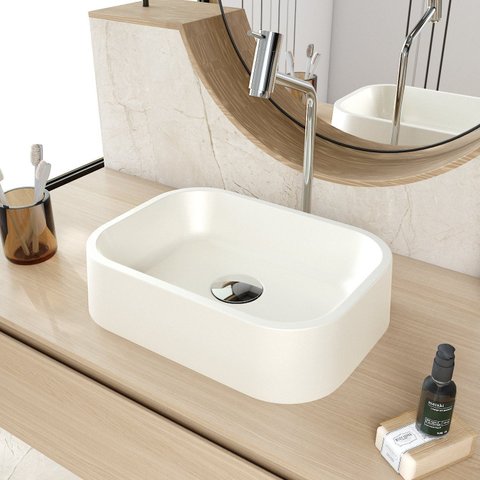 Cuba de Apoio Retangular BR37 37,8x28cm Lapimat Bege/Matte Fosca Compace