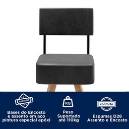 Kit 2 Banquetas Alta Barcelona com Encosto - Design Moderno:preto - 6