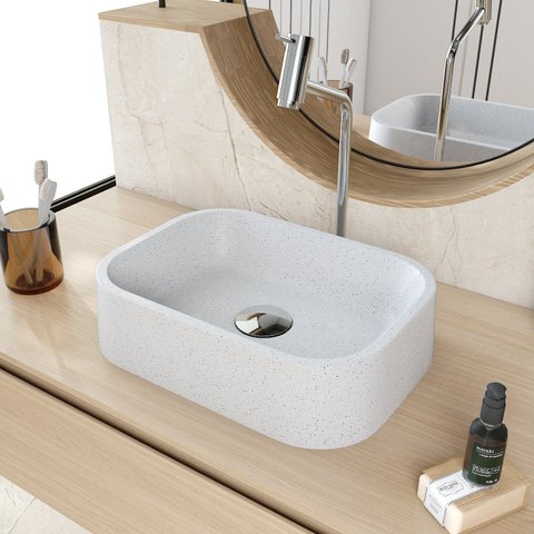 Cuba de Apoio Retangular BR37 37,8x28cm Lapimat Branco/Granit Matte Compace
