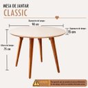 Ver imagem 6 de Jogo de Mesa Redonda 90x90 com 4 Cadeiras Madeira Assento e Encosto Estofado Linho