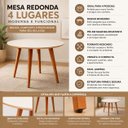 Ver imagem 4 de Jogo de Mesa Redonda 90x90 com 4 Cadeiras Madeira Assento e Encosto Estofado Linho