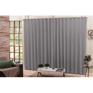 cortina para sala quarto voal liso cinza 4,00x2,80