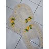 Jogo de Tapetes para Banheiro Croche em Barbante: Cru com Amarelo - 1