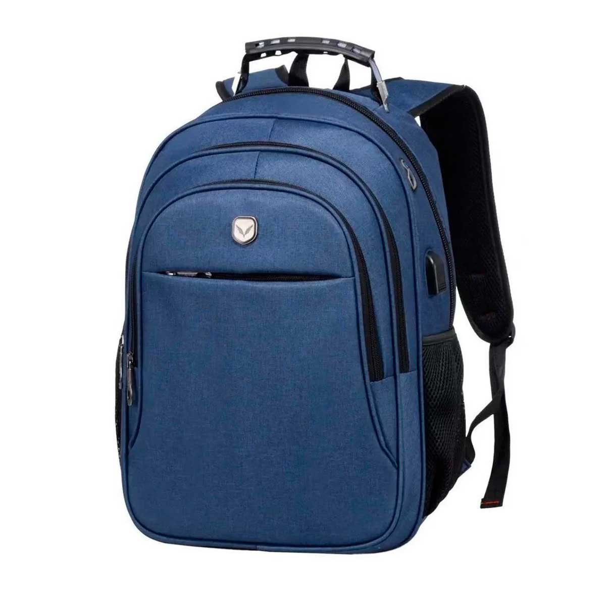 Mochila Notebook Saida Cabo Aux Usb Fone Yeep Azul - 1