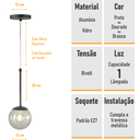 Ver imagem 4 de Pendente Globo Esfera de Vidro 12cm - Preto - Vidro Fume - 2527-3-fu