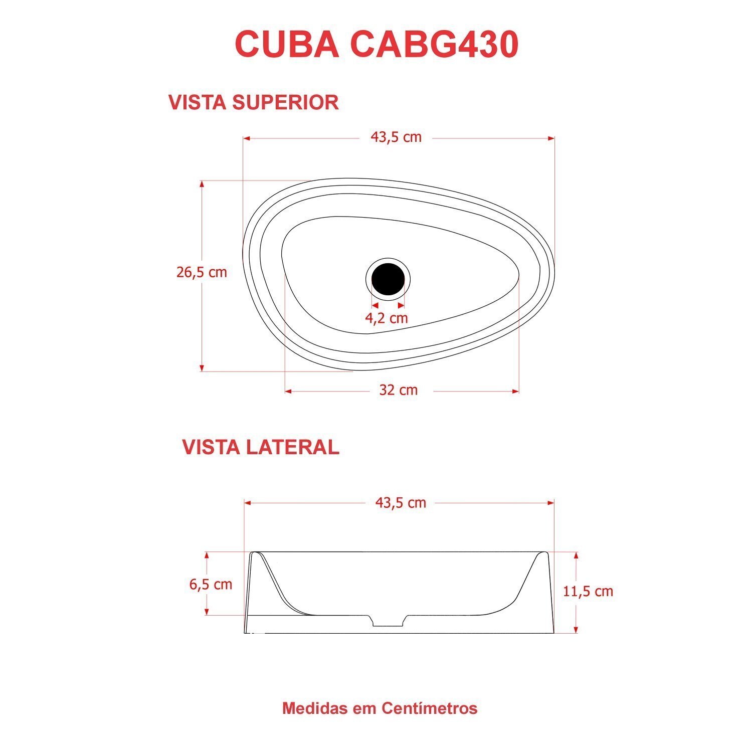 Cuba de Apoio Gota Bg43 43,5x26,5cm Lapimat - 4