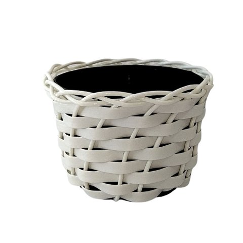 Vaso Trançado de Cachepot Branco Pequeno