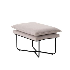 Puff Banqueta para Sala Estar 71cm Natuza Base Aço Carbono Cor:boucle Bege 222