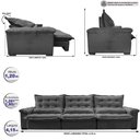 Ver imagem 2 de Sofá Retrátil e Reclinável 4,15m Cama inBox Big Fresh com SoftGel D40 Velupluma Cinza