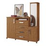 Cômoda Copacabana 2 Portas e 4 Gavetas Amêndoa com Espelho Giratório - PR Móveis - 1