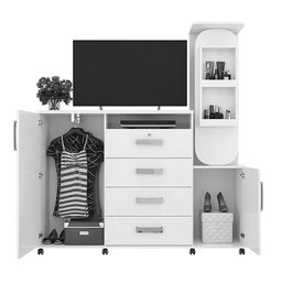 Cômoda Copacabana 2 Portas e 4 Gavetas Amêndoa com Espelho Giratório - PR Móveis - 4 Cômoda Copacabana 2 Portas e 4 Gavetas Amêndoa com Espelho Giratório - PR Móveis - 4