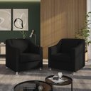 Ver imagem 2 de Kit 2 Poltronas Killa para Recepção Consultório Barbearia Preto